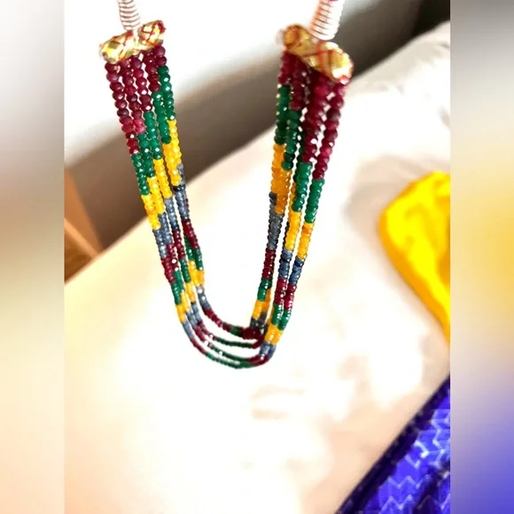 Stunning!New! Multicoloured beaded necklace with 5 lines . Royal necklace,